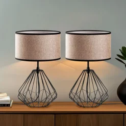 Pöytävalaisinsetti (2kpl) Linento Lighting Diamond, E27, musta