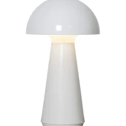 Pöytävalaisin Star Trading Mushroom, ladattava, 28cm, valkoinen