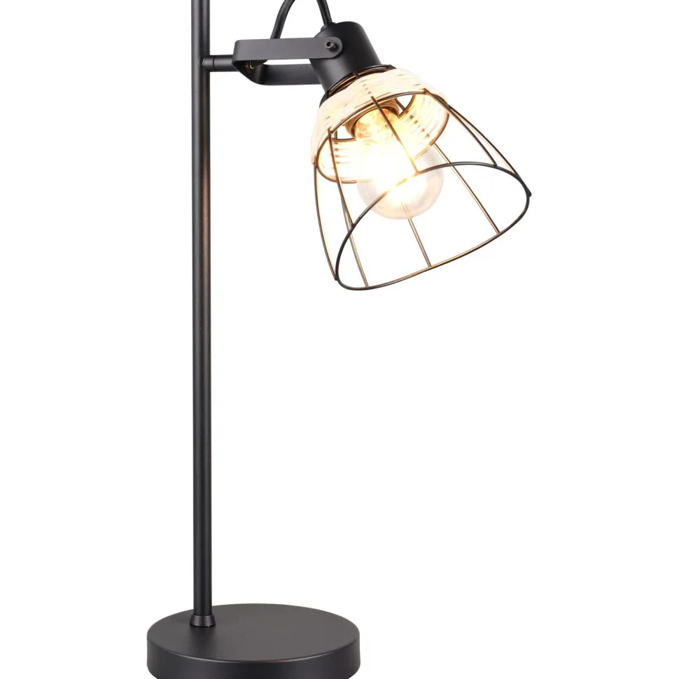 Pöytävalaisin Trio Jerome, E27, mattamusta/rottinki