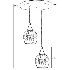 Riippuvalaisin Linento Lighting Enzo 2-osainen hunaja/kulta