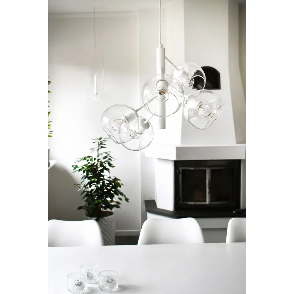 Riippuvalaisin Aneta Lighting Atom, 5-osainen, valkoinen