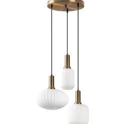 Riippuvalaisin Linento Lighting Asker, 3-osainen, E27, max. 40W, IP20, valkoinen/kulta