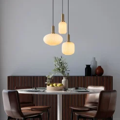 Riippuvalaisin Linento Lighting Asker, 3-osainen, E27, max. 40W, IP20, valkoinen/kulta