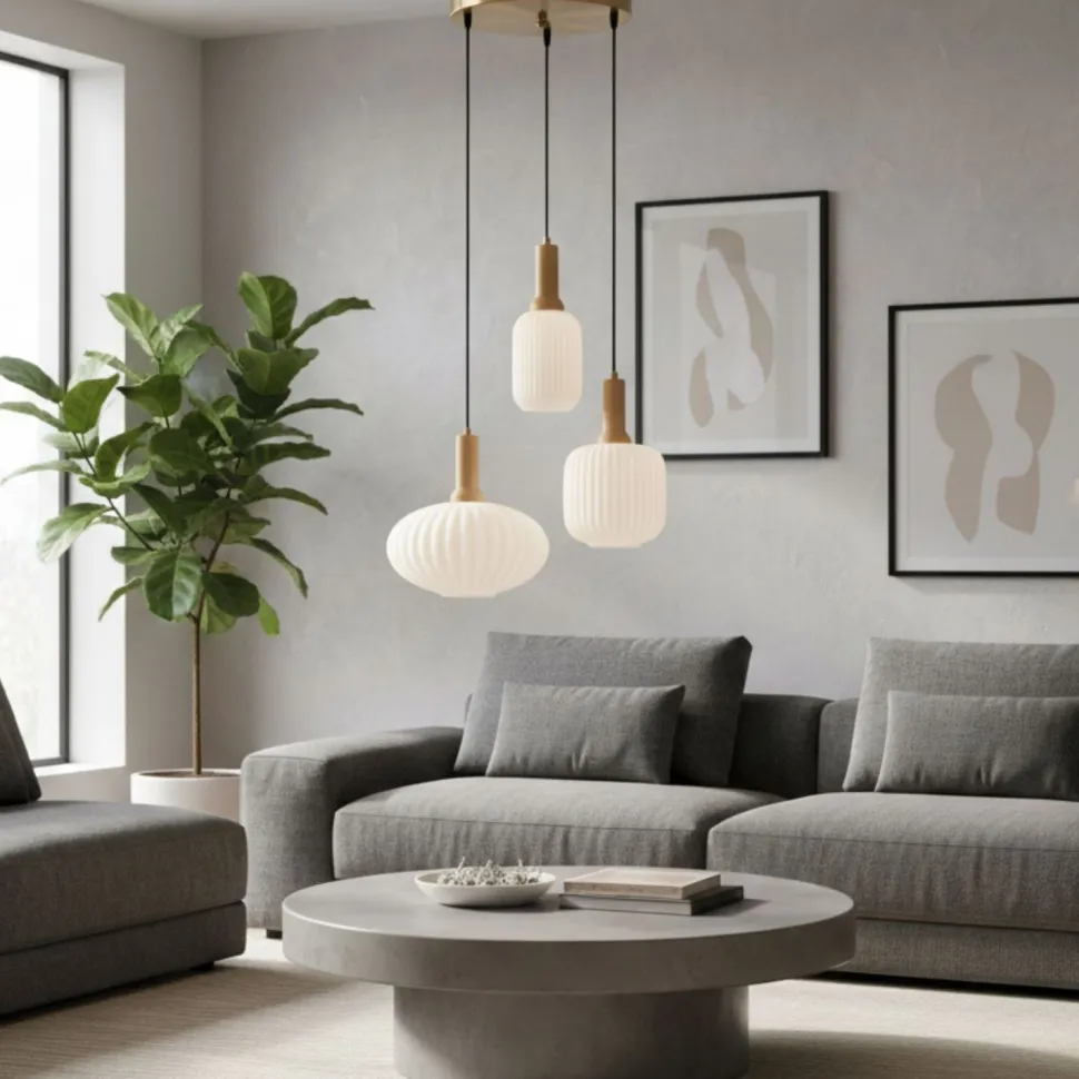 Riippuvalaisin Linento Lighting Asker 3-osainen valkoinen
