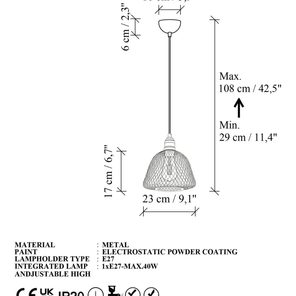 Riippuvalaisin Linento Lighting Berk Ø23cm kulta