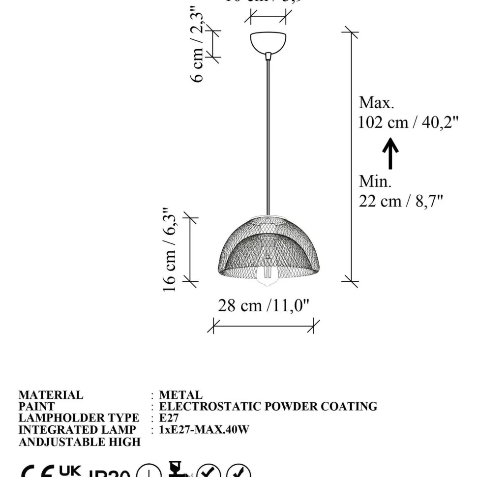 Riippuvalaisin Linento Lighting Berk Ø28cm kulta