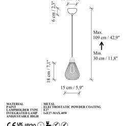 Riippuvalaisin Linento Lighting Berk Ø15cm musta