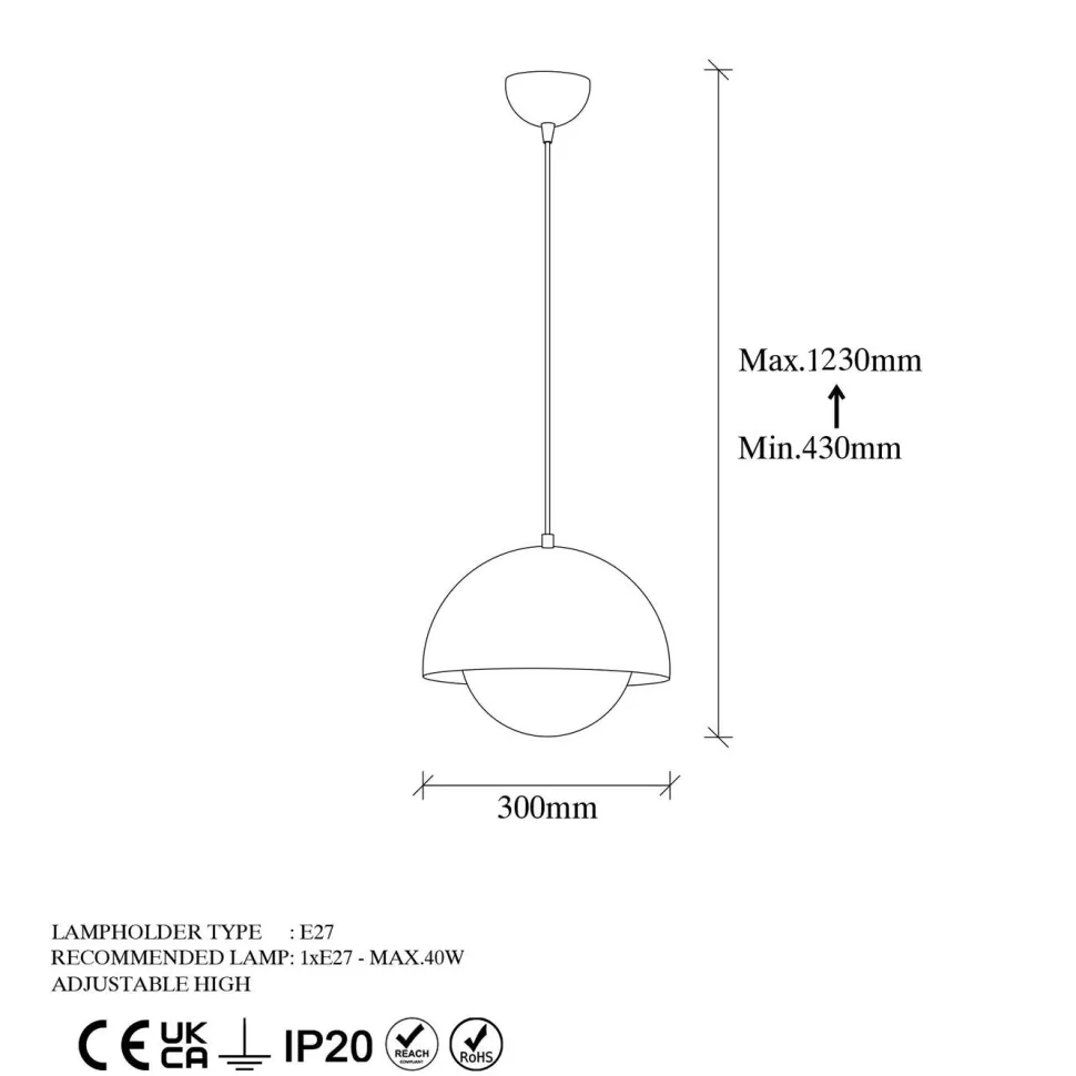 Riippuvalaisin Linento Lighting Camgoz, Ø30cm, kulta