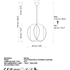 Riippuvalaisin Linento Lighting Corner, 20x35cm, musta