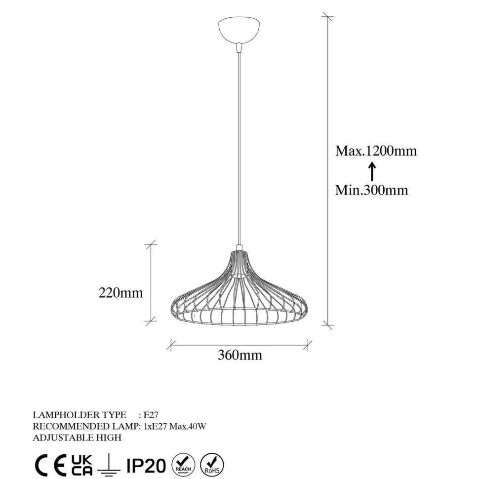 Riippuvalaisin Linento Lighting Depay, Ø36cm, säädettävä korkeus, kulta