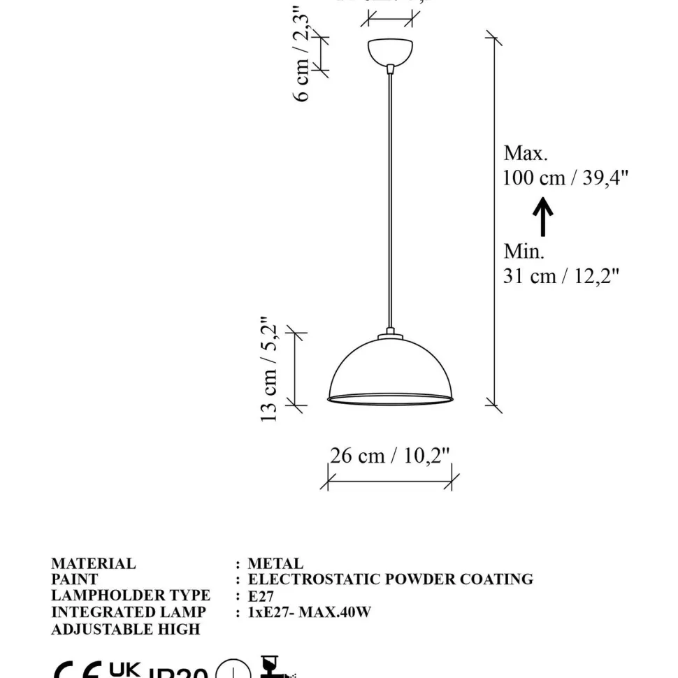 Riippuvalaisin Linento Lighting Echo Ø26cm patinoitu kupari