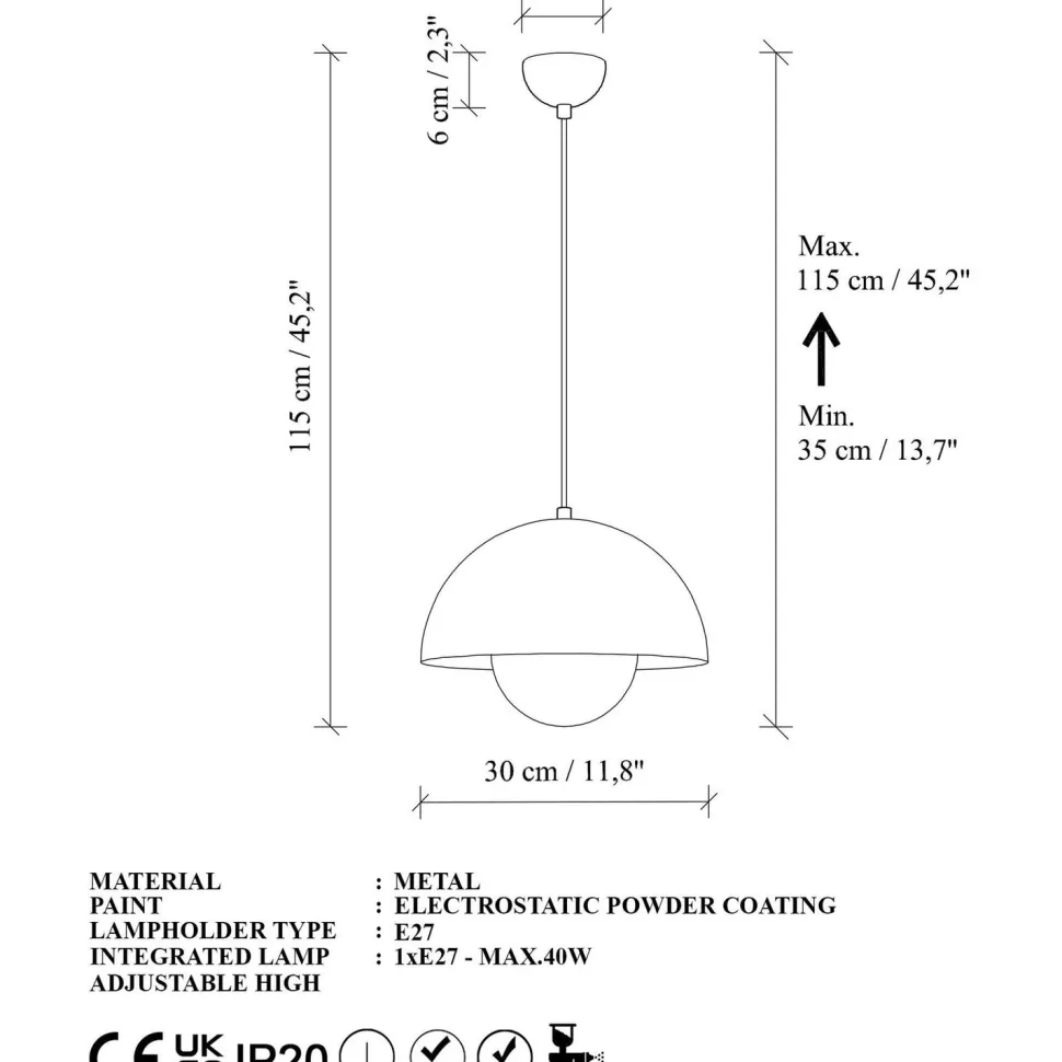 Riippuvalaisin Linento Lighting Eylul Ø30cm laivastonsininen