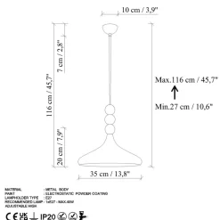 Riippuvalaisin Linento Lighting Eysan Ø35cm valkoinen/tammi