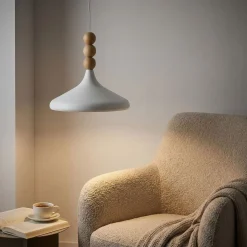 Riippuvalaisin Linento Lighting Eysan Ø35cm valkoinen/tammi