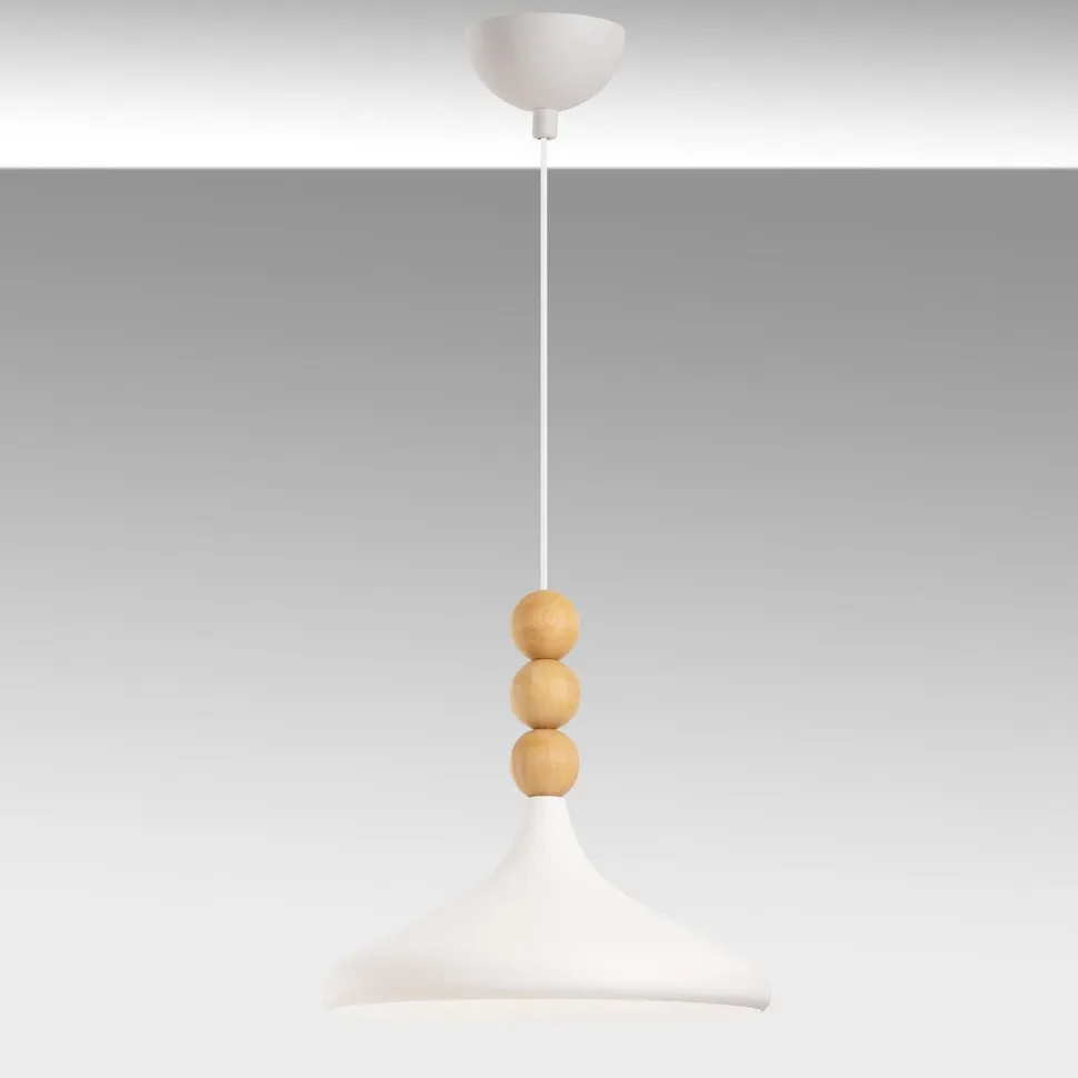 Riippuvalaisin Linento Lighting Eysan Ø35cm valkoinen/tammi