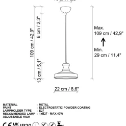 Riippuvalaisin Linento Lighting Gullu, Ø22cm, kulta