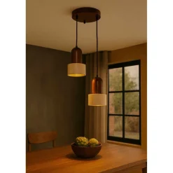 Riippuvalaisin Linento Lighting Loer 2-osainen beige/saksanpähkinä