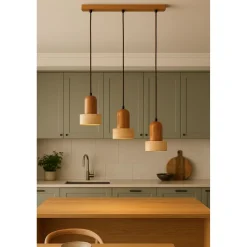 Riippuvalaisin Linento Lighting Loer-R, 4-osainen, E27, max. 40W, IP20, tammi/beige