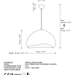 Riippuvalaisin Linento Lighting Lora 50-Luna valkoinen