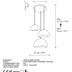 Riippuvalaisin Linento Lighting Lora Set-T-Luna, 3-osainen, valkoinen