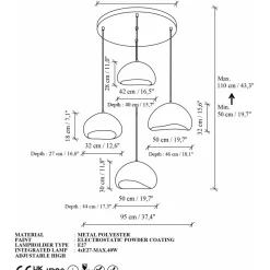 Riippuvalaisin Linento Lighting Loval Set-Lora-50-4-T-1001-Nua, 4-osainen, luonnonvalkoinen