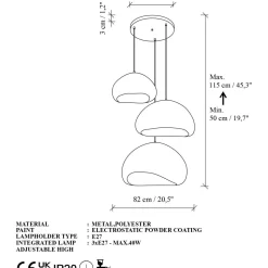 Riippuvalaisin Linento Lighting Loval Set-T-Nua, 3-osainen, valkoinen