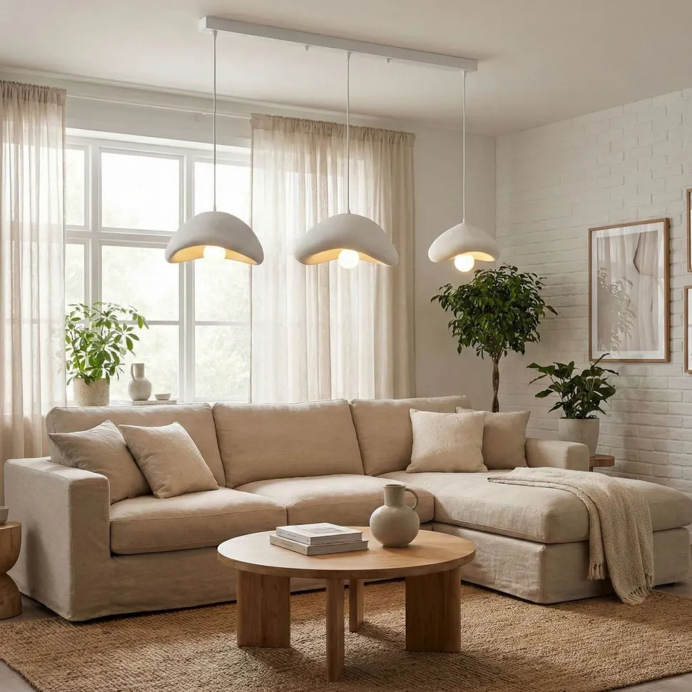 Riippuvalaisin Linento Lighting Luna C, 3-osainen, valkoinen