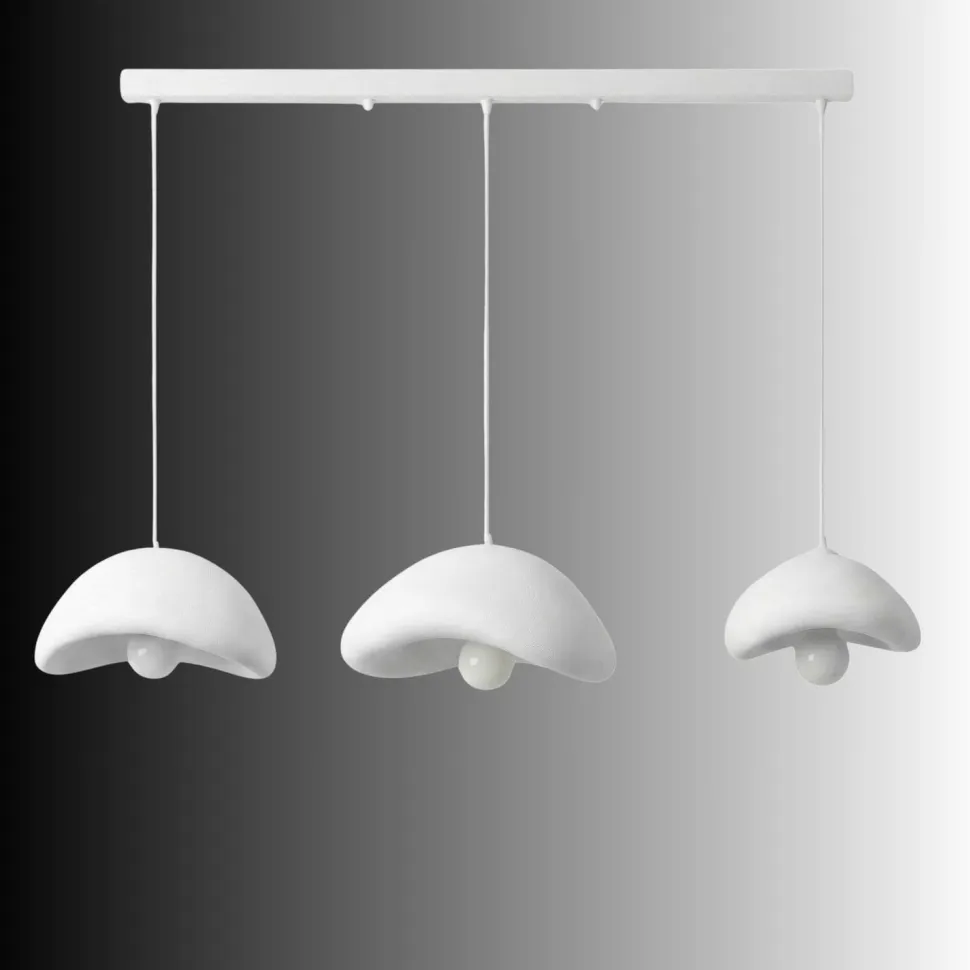 Riippuvalaisin Linento Lighting Luna C, 3-osainen, valkoinen
