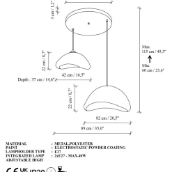 Riippuvalaisin Linento Lighting Luna 40-50-T-Nua, 2-osainen, valkoinen