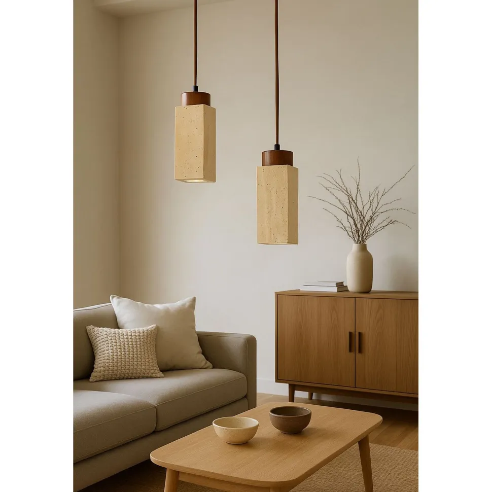 Riippuvalaisin Linento Lighting Mule-B, 2-osainen, GU10, IP20, max. 10W, beige/pähkinä