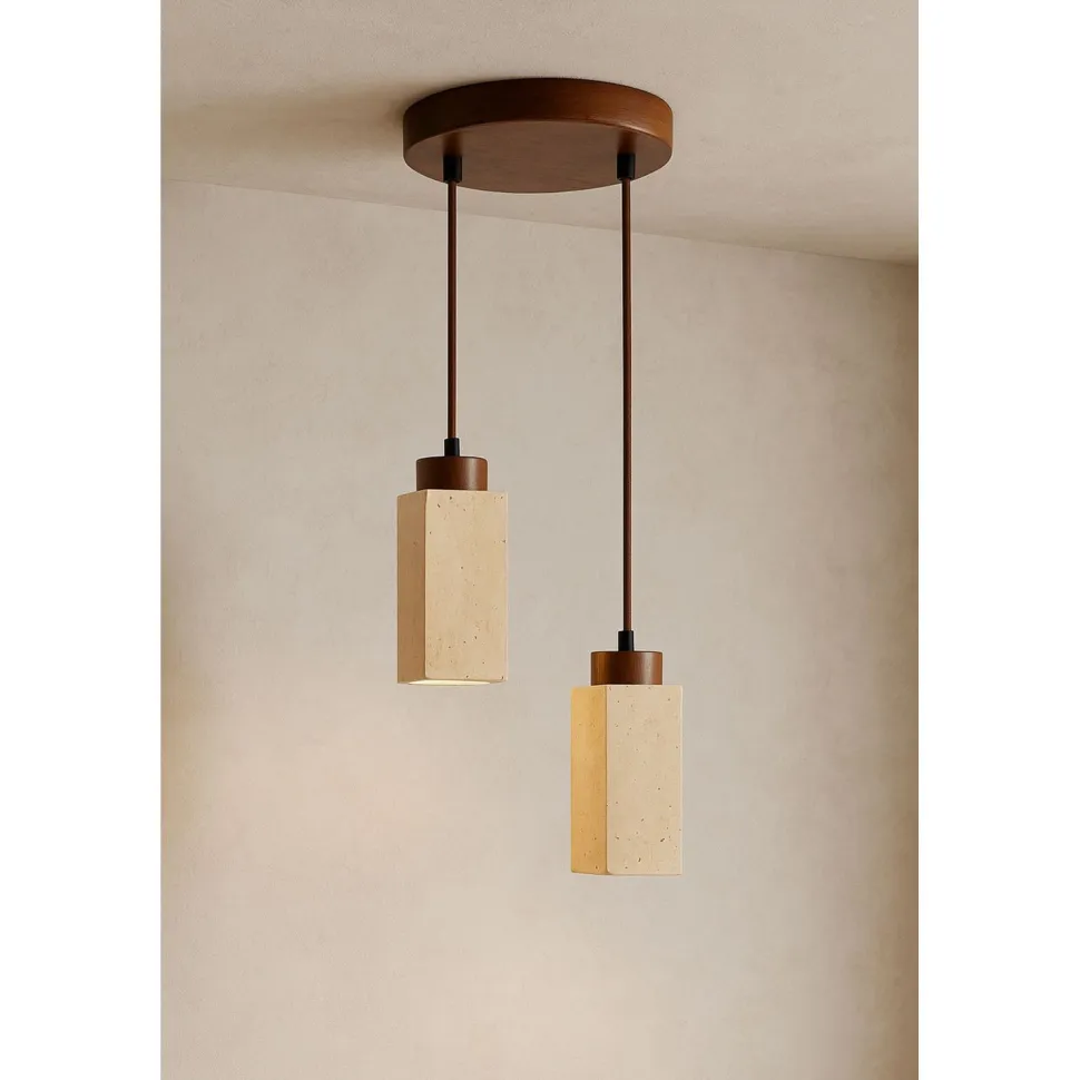 Riippuvalaisin Linento Lighting Mule-B, 2-osainen, GU10, IP20, max. 10W, beige/pähkinä