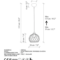 Riippuvalaisin Linento Lighting Nova, Ø20cm, kulta