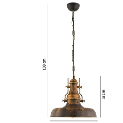 Riippuvalaisin Linento Lighting RT-7, Ø33cm, E27, max. 40W, IP20, vintage tummanruskea