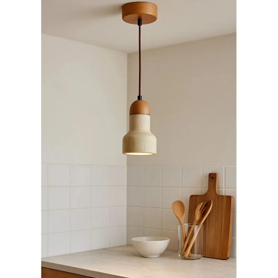 Riippuvalaisin Linento Lighting Swis, Ø9cm, GU10, IP20, max. 10W, beige/tammi