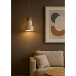 Riippuvalaisin Linento Lighting Swis, Ø9cm, GU10, IP20, max. 10W, beige/tammi