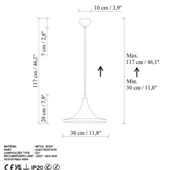 Riippuvalaisin Linento Lighting TOM-3531-RETRO, Ø30cm, tummanruskea