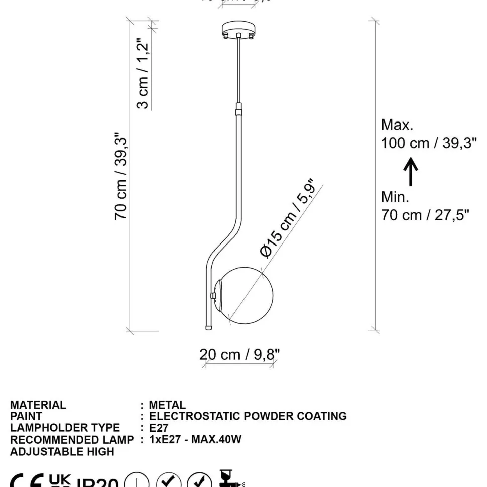 Riippuvalaisin Linento Lighting Tulip-13819, Ø15cm, kulta