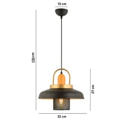Riippuvalaisin Linento Lighting YM-4, Ø32cm, E27, max. 40W, IP20, musta