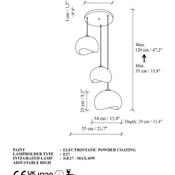 Riippuvalaisin Linento Lighting Yontu 3-osainen valkoinen