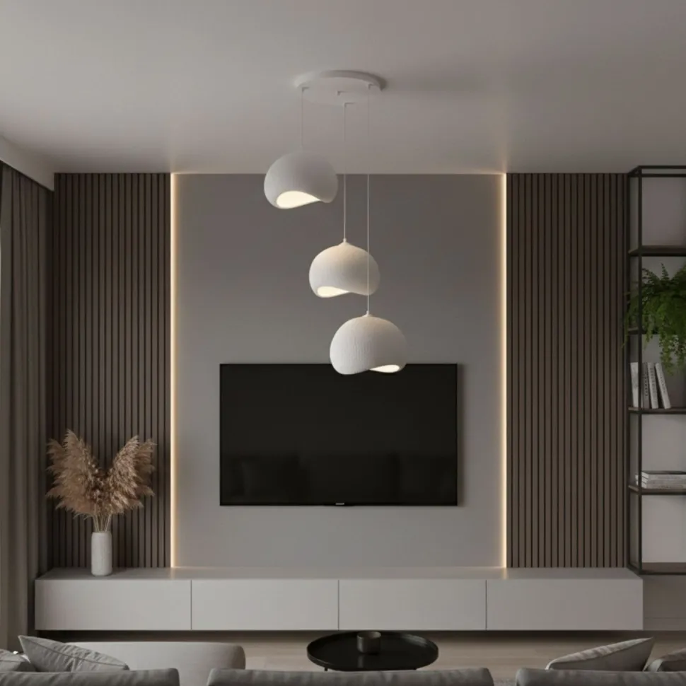 Riippuvalaisin Linento Lighting Yontu 3-osainen valkoinen