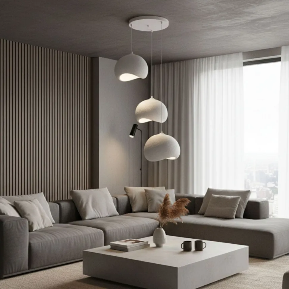 Riippuvalaisin Linento Lighting Yontu 3-osainen valkoinen