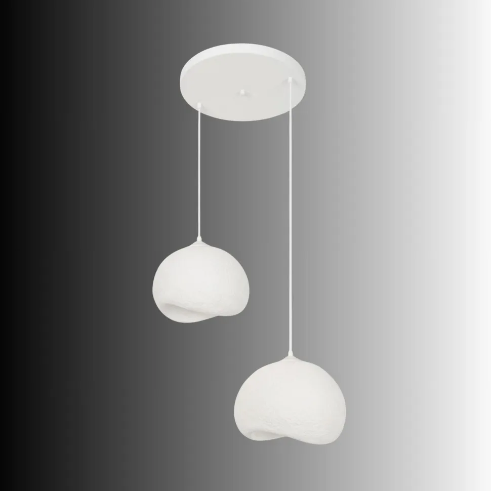 Riippuvalaisin Linento Lighting Yontu pyöreä 2-osainen valkoinen