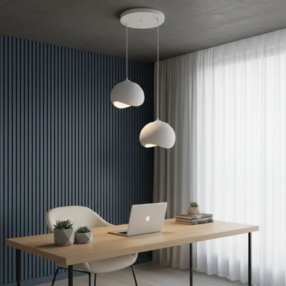 Riippuvalaisin Linento Lighting Yontu pyöreä 2-osainen valkoinen