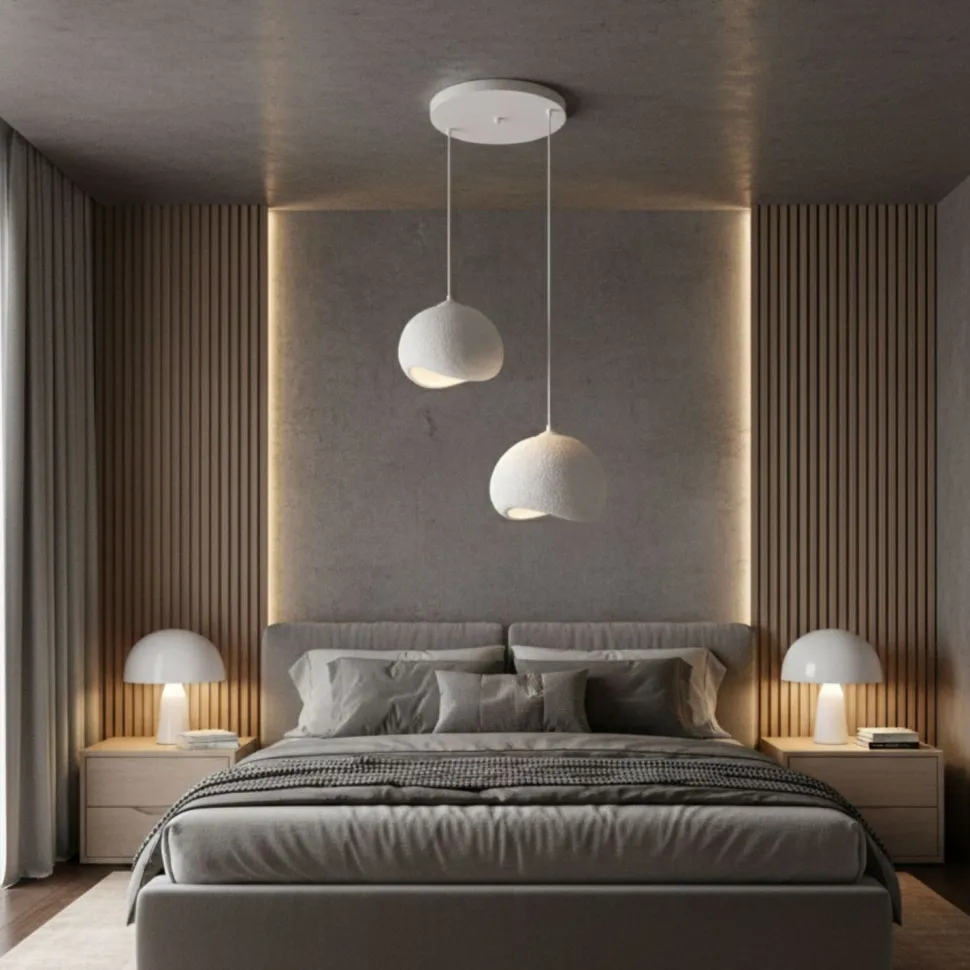 Riippuvalaisin Linento Lighting Yontu pyöreä 2-osainen valkoinen