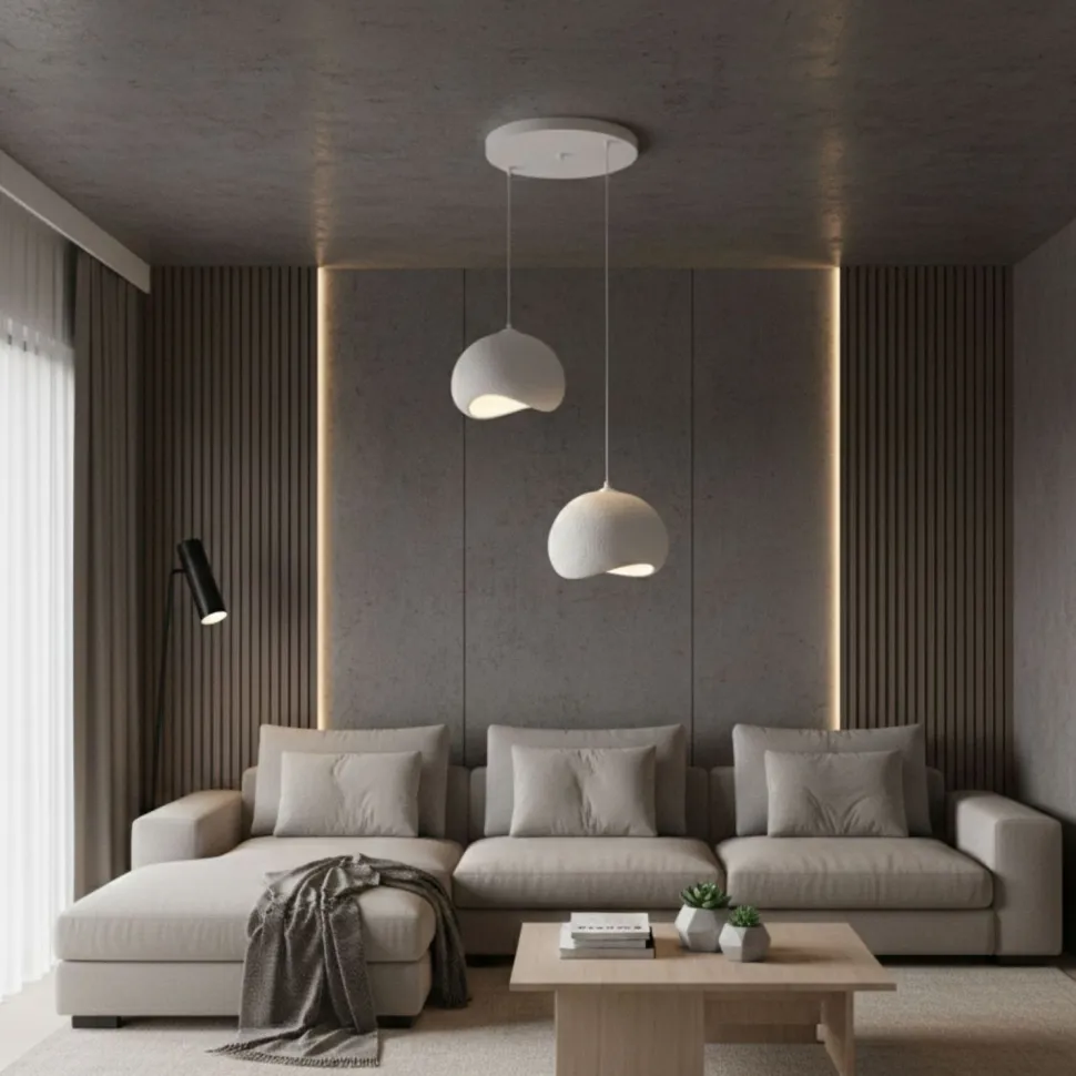 Riippuvalaisin Linento Lighting Yontu pyöreä 2-osainen valkoinen