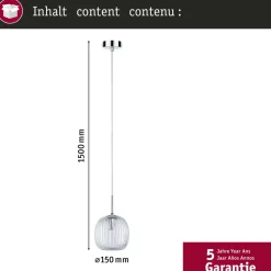 Riippuvalaisin Paulmann Ruya Ø15cm E14 max. 20W IP44 lasi/mattamusta