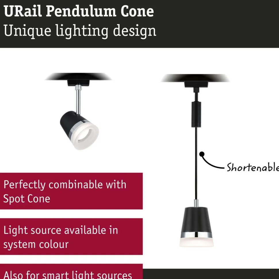 Riippuvalaisin Paulmann URail Cone GU10 max. 10W himmennettävä valkoinen