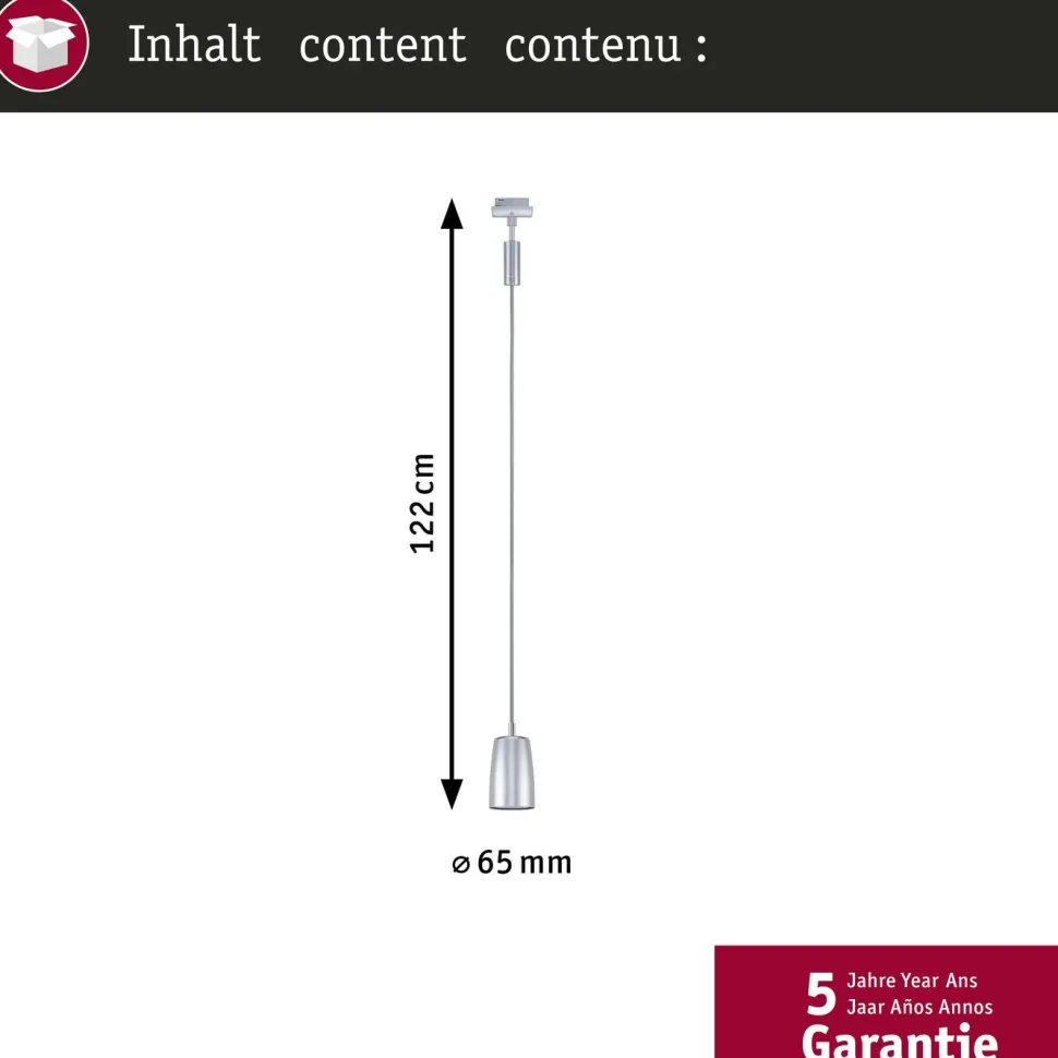 Riippuvalaisin Paulmann URail Cone GU10 max. 10W himmennettävä valkoinen