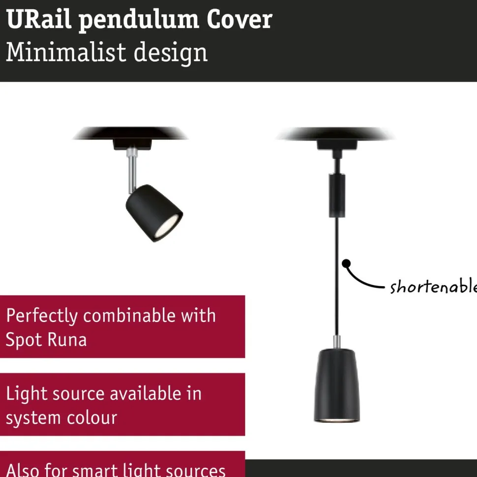 Riippuvalaisin Paulmann URail Cover GU10 max. 10W himmennettävä mattamusta