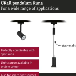 Riippuvalaisin Paulmann URail Runa GU10 max. 10W himmennettävä mattamusta